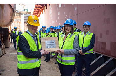 Nexans celebrates the next step in the construction of its Aurora cable installation vessel