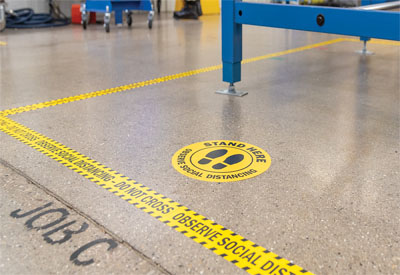 Social Distancing Control Appliques Developed for Industrial Floors