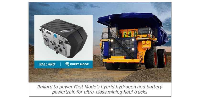 Ballard & First Mode Sign Order for 30 Additional Hydrogen Fuel Cells for Diesel Free Mining Trucks