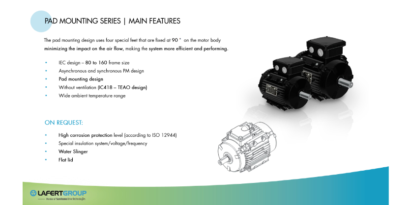 New Range of Pad Mounting Motors from Lafert Group